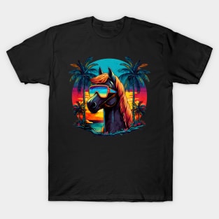 Retro Wave Thoroughbred Horse T-Shirt